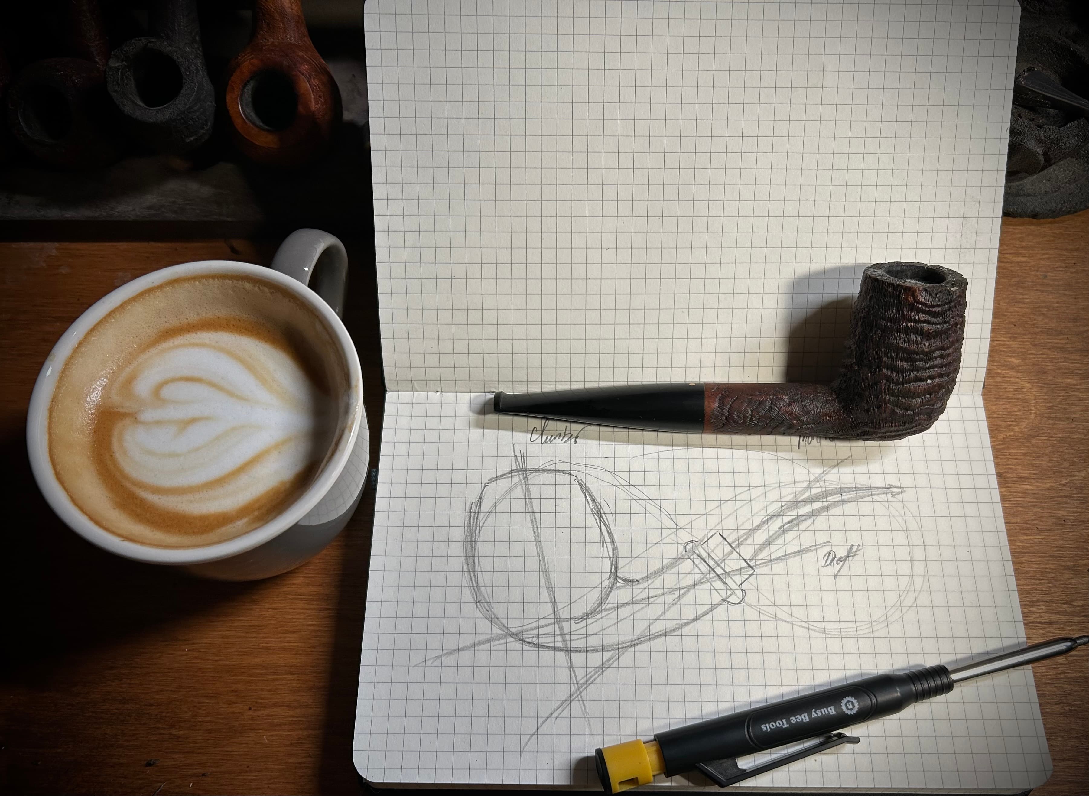 Hand-drawn pipe design diagram